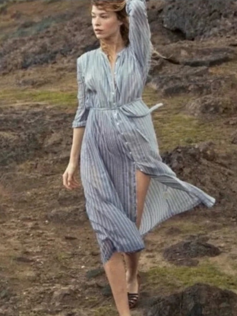Doen Lorena Monte Isola Striped Cotton Shirtdress